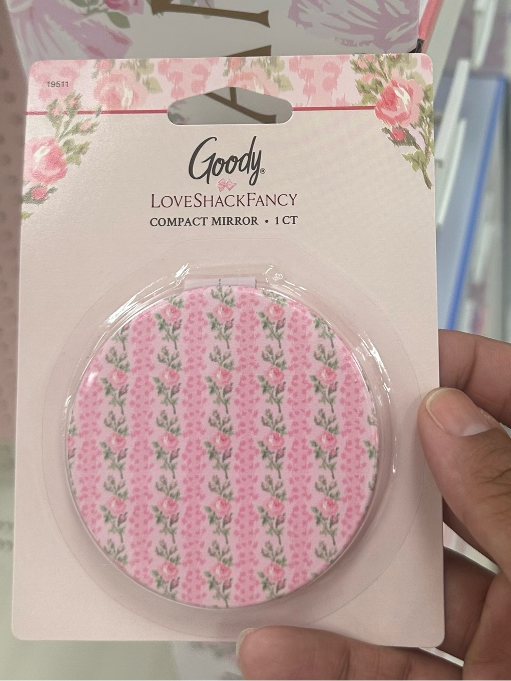 LoveShackFancy Pink Floral Pattern Compact Mirror